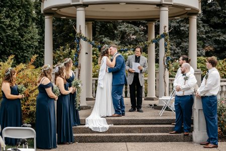 Outdoor garden wedding ceremony at Beaver Station in Beaver County Pennsylvania