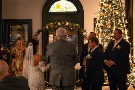 Romantic wedding ceremony at historic Beaver Station near Pittsburgh