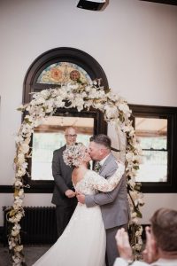 Romantic wedding ceremony at historic Beaver Station near Pittsburgh